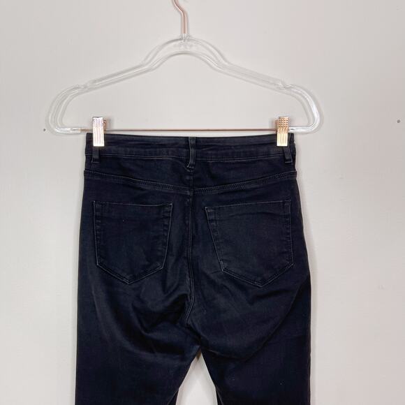 ASOS Denim Black Ripped Skinny Jeans Womens Size 26 Raw Fray Hem Cotton Stretch - Picture 7 of 10